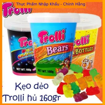 Kẹo dẻo con sâu Trolli Sour Glowworms 2GO Đức 150gr