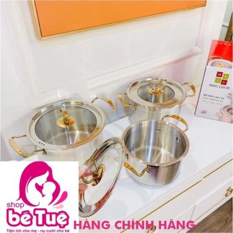 Bộ 3 nồi Inox MISU LOUIS cao cấp nắp thuỷ tinh tay cầm cách nhiệt