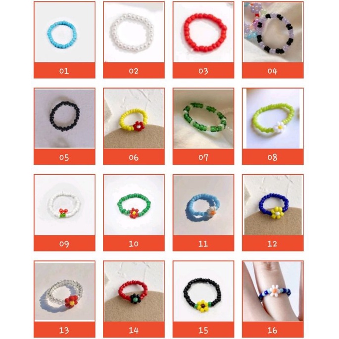 Nhẫn hạt cườm nhiều màu basic