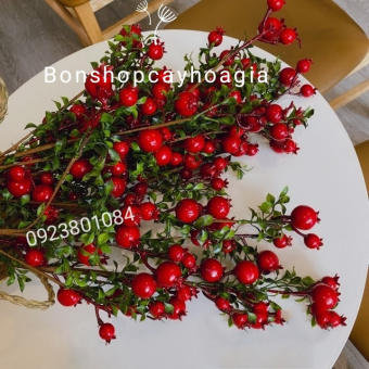 Cành lựu giả mini cao 75cm Trang trí Decor- Cành lựu giả