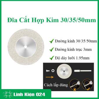 Đĩa cắt hợp kim đường kính 30mm, 35mm, 50mm, lưỡi cắt sắt thép phủ kim cương đa năng trục 3mm