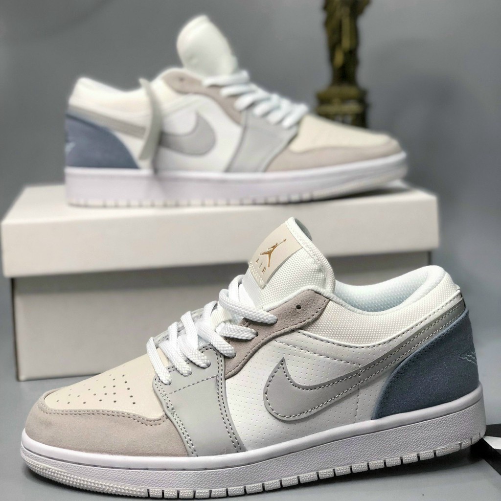 Giày thể thao 𝐉𝐨𝐫𝐝𝐚𝐧 xám xanh paris cổ thấp, giày sneaker jd low xám gót xanh nam nữ - full box bill