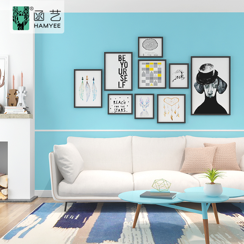 Decal Giấy dán tường 10M màu Xanh Nhạt Nhám keo sẵn chống nước tốt khổ 45cm