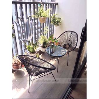 Bộ bàn ghế thư giãn Acapulco (bàn ghế ban công/bàn ghế cafe sân vườn/ bàn ghế mây nhựa)- S