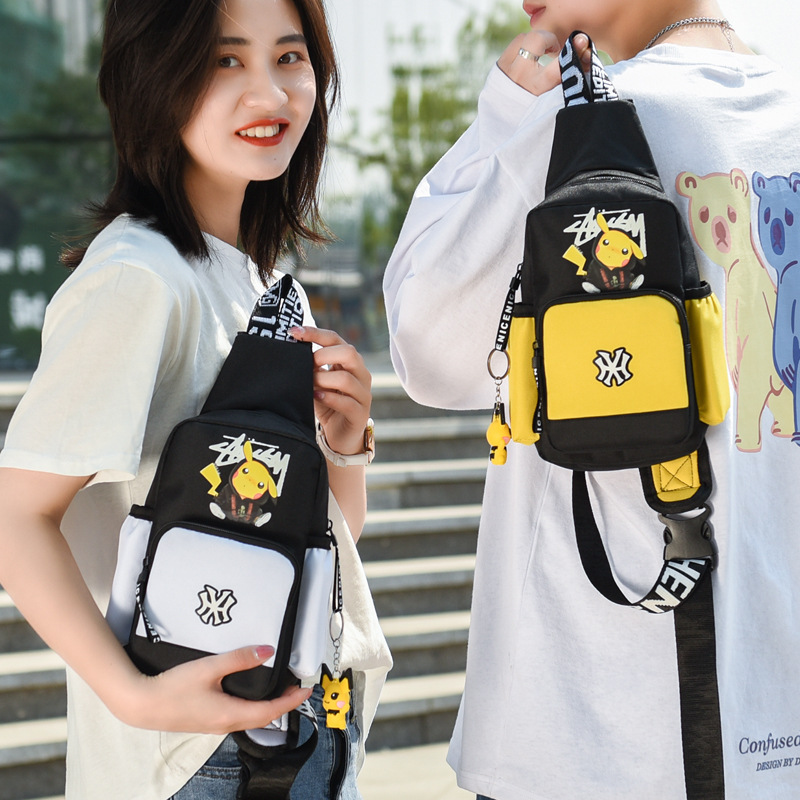 Túi Đeo Vai Pokemon 3 Màu Túi Đeo Ngực Cho Nam Và Nữ Túi Đeo Chéo Pikachu Thể Thao Trẻ Trung Bằng Vải Bố Túi Xách Túi Đeo Hông Có Dây Đeo Ngực