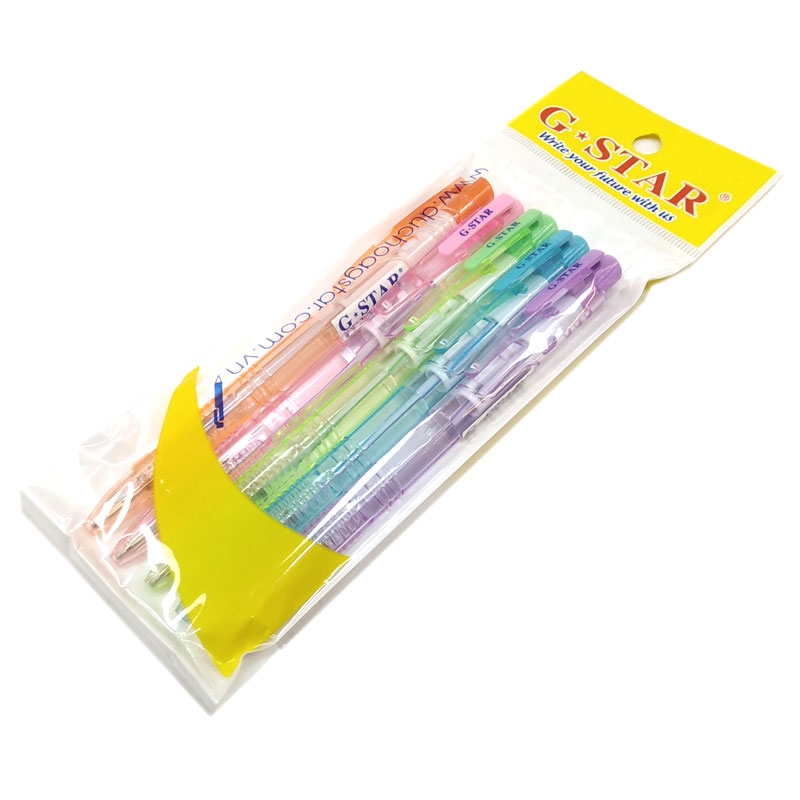 Vỉ 5 Cây Viết Bi Bấm Gstar OG38 Ngòi 0.5mm Mực Xanh