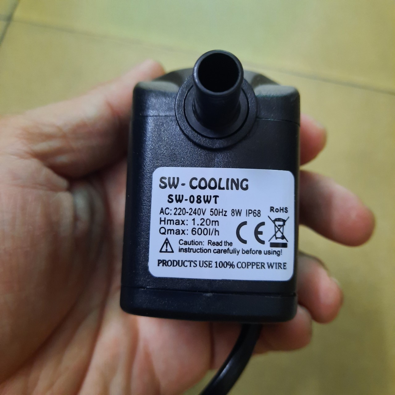 Máy bơm mini 220v hồ cá  8W 600L/H phun cao 1,2m - 25W 1500L/H phun cao 2,1m