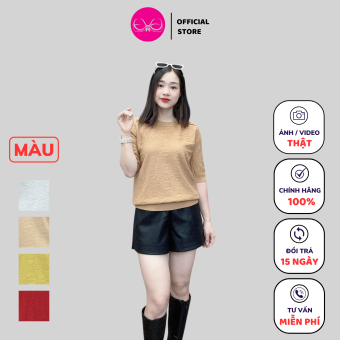 Áo len nữ cổ tròn, áo len dệt kim họa tiết đơn giản thiết kế bo tay bo gấu cực mềm mịn EvaLover