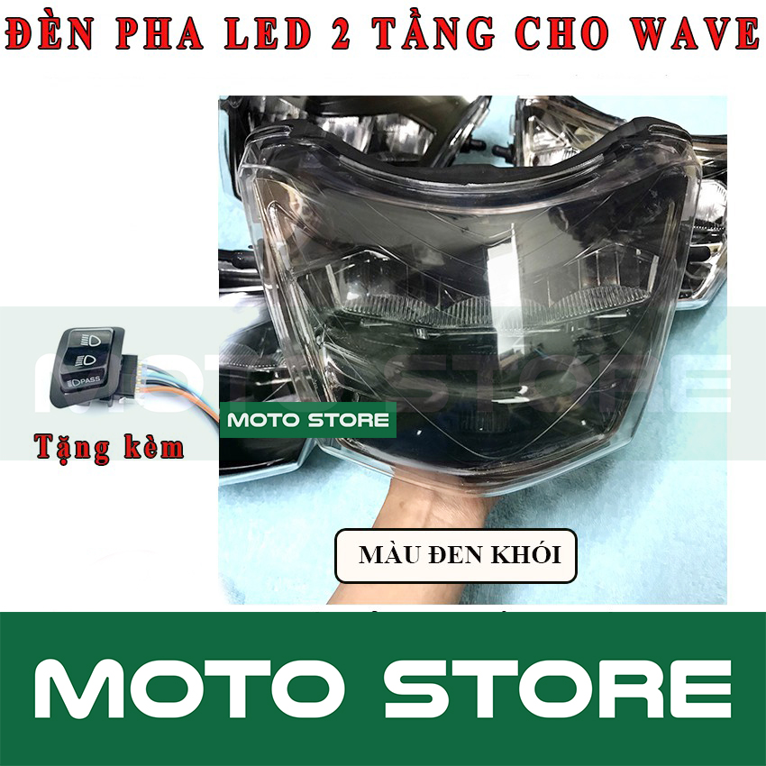 1 đèn pha led 2 tầng wave giá rẻ kiểu zipat lắp wave 50 100 110 cc