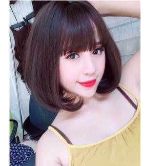 tóc giả nữ nguyên đầu ngắn Tóc giả nguyên đầu cúp ngang vai- tơ cao cấp- tặng kèm lưới