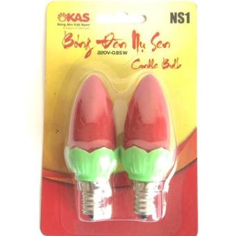 Bóng đèn nụ sen OKAS NS1, 1W, vĩ( 2 bóng), E12 dùng thay cho bóng đèn thờ, đèn lồng # đèn thờ