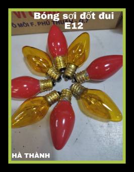Compo 10 bóng quả nhót sợi đốt bóng đèn thờ đèn ngủ màu đỏ vàng E12 Vĩ Châu (bóng trái ớt)
