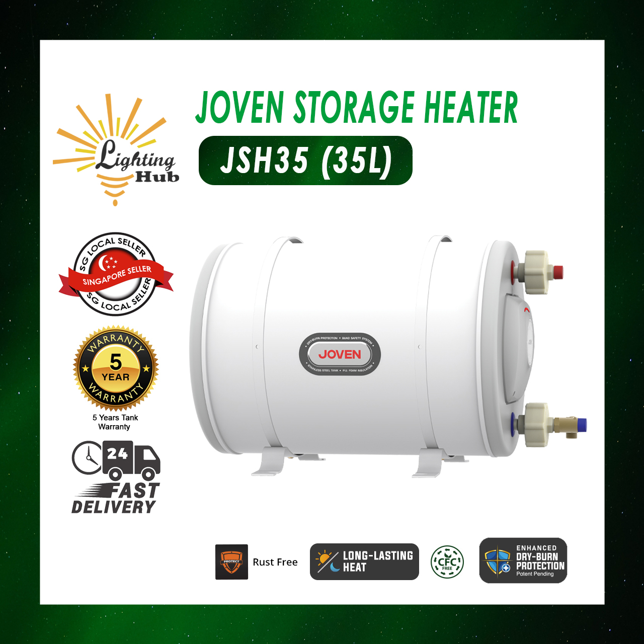 Joven Storage Water Heater (Heat Elevator) 25 Liters (JSH25) | Lazada  Singapore