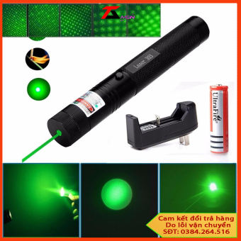 Đèn Pin Laser 303 chất lượng cao Ánh Sáng Xanh Lá Chiếu Xa Cực Mạnh, Kèm Phụ Kiện Chiếu Sao Vạn Hoa Dùng Pin Sạc