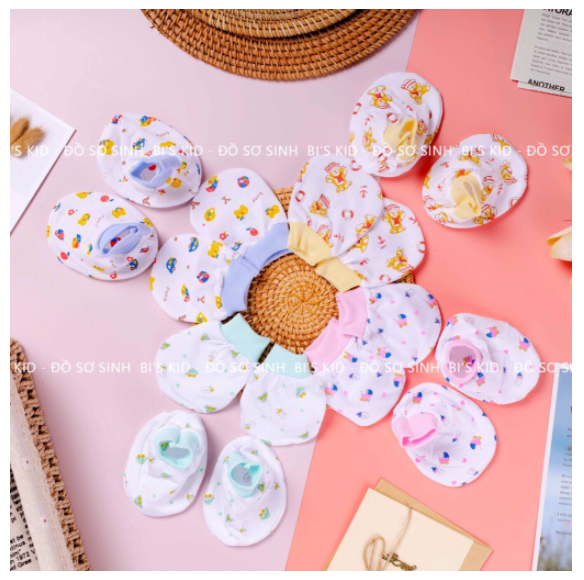 Combo 5 đôi Bao tay bao chân Jenny cổ bo màu ngẫu nhiên cho bé sơ sinh