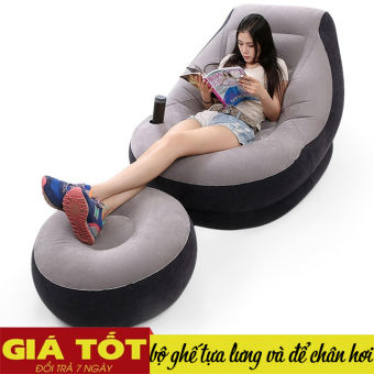 Bộ ghế hơi tựa lưng, Ghế đệm hơi tựa lưng bọc nhung cao cấp/ghế hơi tựa lưng giá rẻ (Nâu)-Bảo hành đổi trả 7 ngày trên toàn quốc