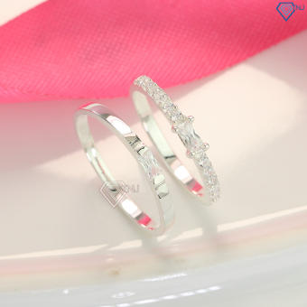 Nhẫn đôi tình yêu bạc 925 đính đá khắc tên ND0419 - Trang Sức TNJ