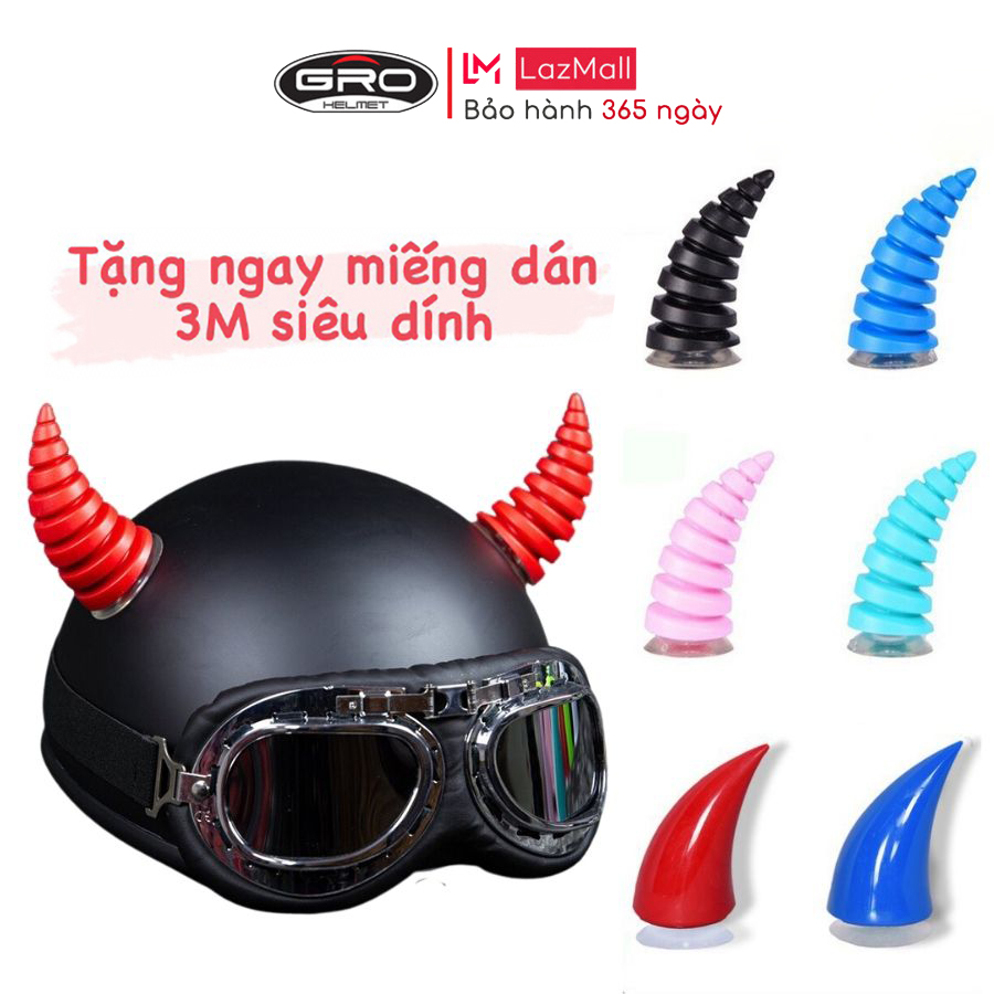 Sừng to ác quỷ gắn mũ bảo hiểm siêu ngầu, sừng gắn nón bảo hiểm nhiều màu (1 cái)