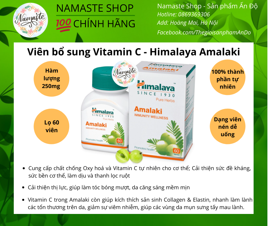 Himalaya Amalaki - Viên uống bổ sung Vitamin C