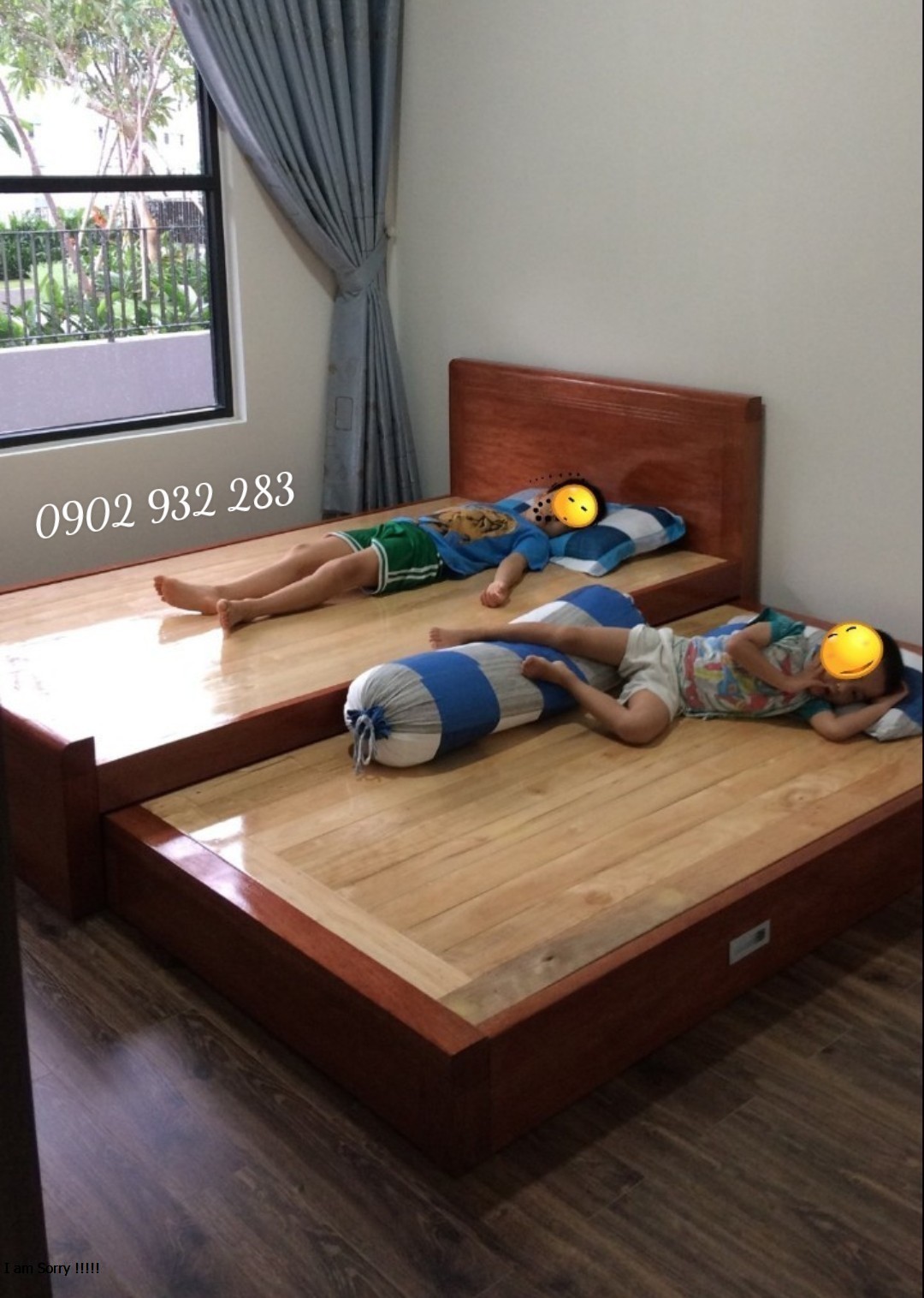 Giường tầng kéo gỗ xoan đào dạt phản kích thước 1m6x2m và 1m8x2m