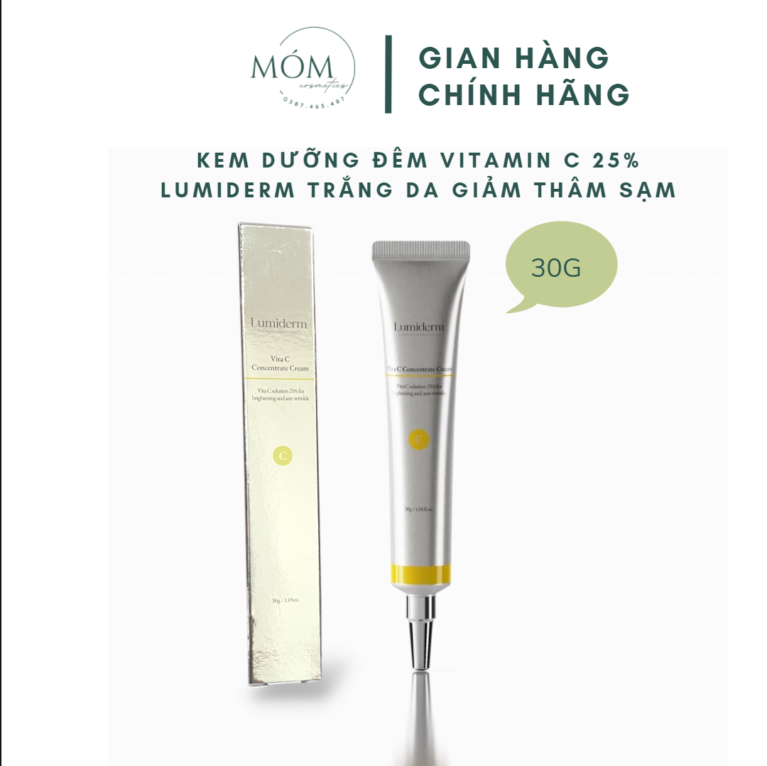 Kem đêm vitamin c 25% lumiderm dưỡng trắng da giảm thâm sạm kem dưỡng lumiderm 30g móm cosmetics