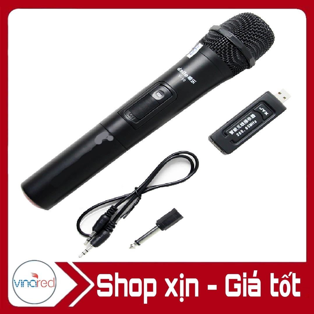 Micro Karaoke không dây cho loa kéo Daile V10 (đen) - Hỗ trợ các thiết bị có jack cắm 3.5mm và 6.5mm