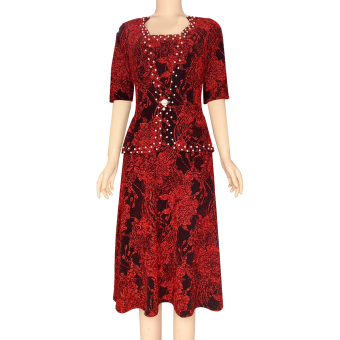 Đầm dạ hội trung niên dự tiệc sang trọng vải kim tuyến nhũ kim sa tặng mẹ co giãn bigsize 80kg DN07