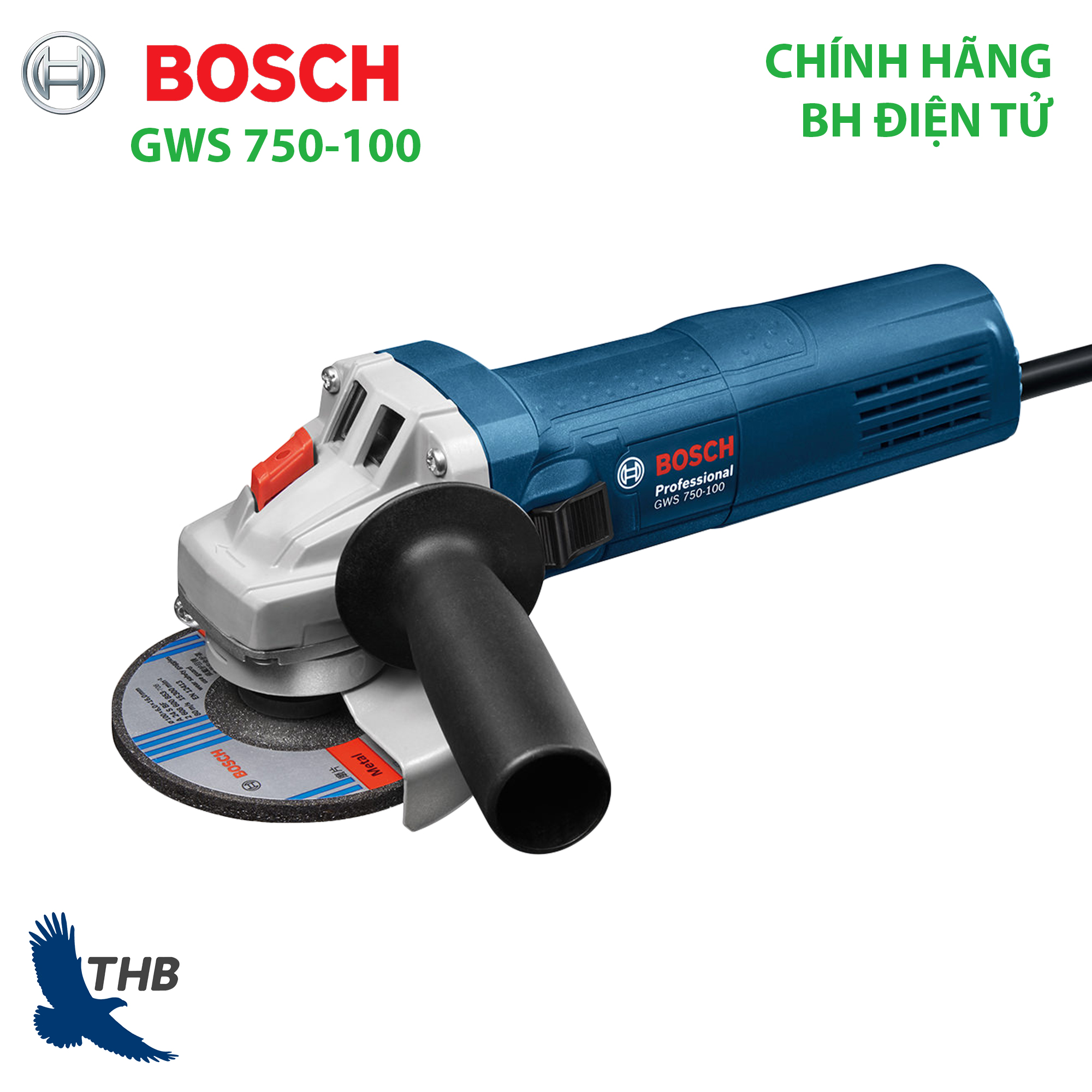 Máy mài góc Máy cắt sắt cầm tay Bosch GWS 750-100 Công suất 750W Máy Heavy Duty bảo hành điện tử 12 tháng