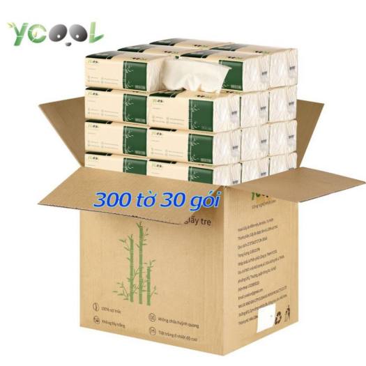 Giấy ăn gấu trúc YCOOL khăn giấy tre thùng 30 gói Không chất tẩy Trắng