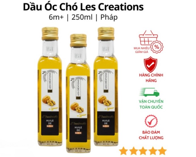 Dầu Ăn Óc Chó Cho Bé Ăn Dặm Les Creatinons Producteurs & Commercants Pháp Chai 250ml