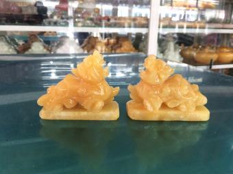 Cặp Tỳ Hưu phong thủy đá Ngọc hoàng long - Dài 8 cm