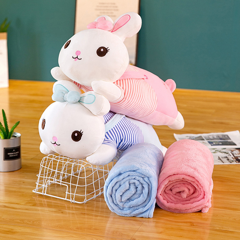 Bộ mền gối thỏ hồng 3in1 55cm siêu xinh dành cho văn phòng tiện lợi vừa làm cả gối ôm gối nằm vừa có cả mền màu sắc đẹp chất vải mền mịn ko xù lông
