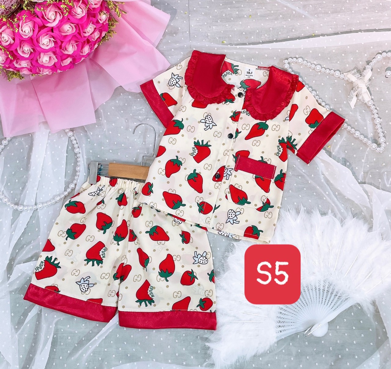 Bộ pizama lụa mango sz 9-21kg