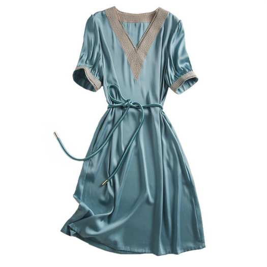 Đầm Ngắn Tay Alisa Sonya Cho Nữ, Dáng Chữ A, Cổ Chữ V, Dáng Ôm, Có Thắt Lưng, Thanh Lịch