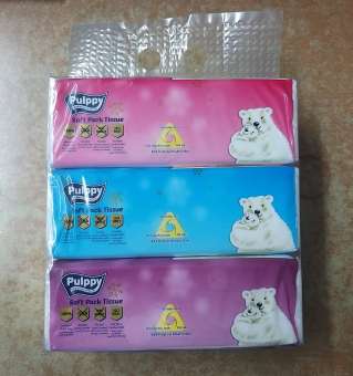 Combo 3 gói khăn giấy rút Pulppy 180 tờ - Pulppy softpack tissue