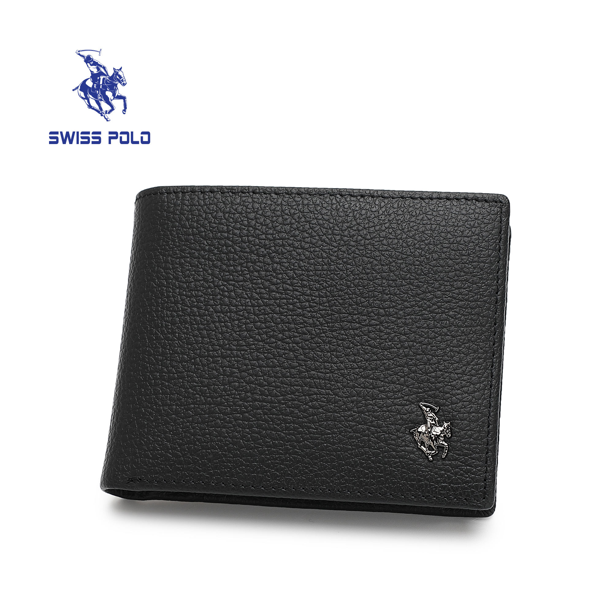 SWISS POLO Genuine Leather RFID Short Wallet SW 182-4 BLACK