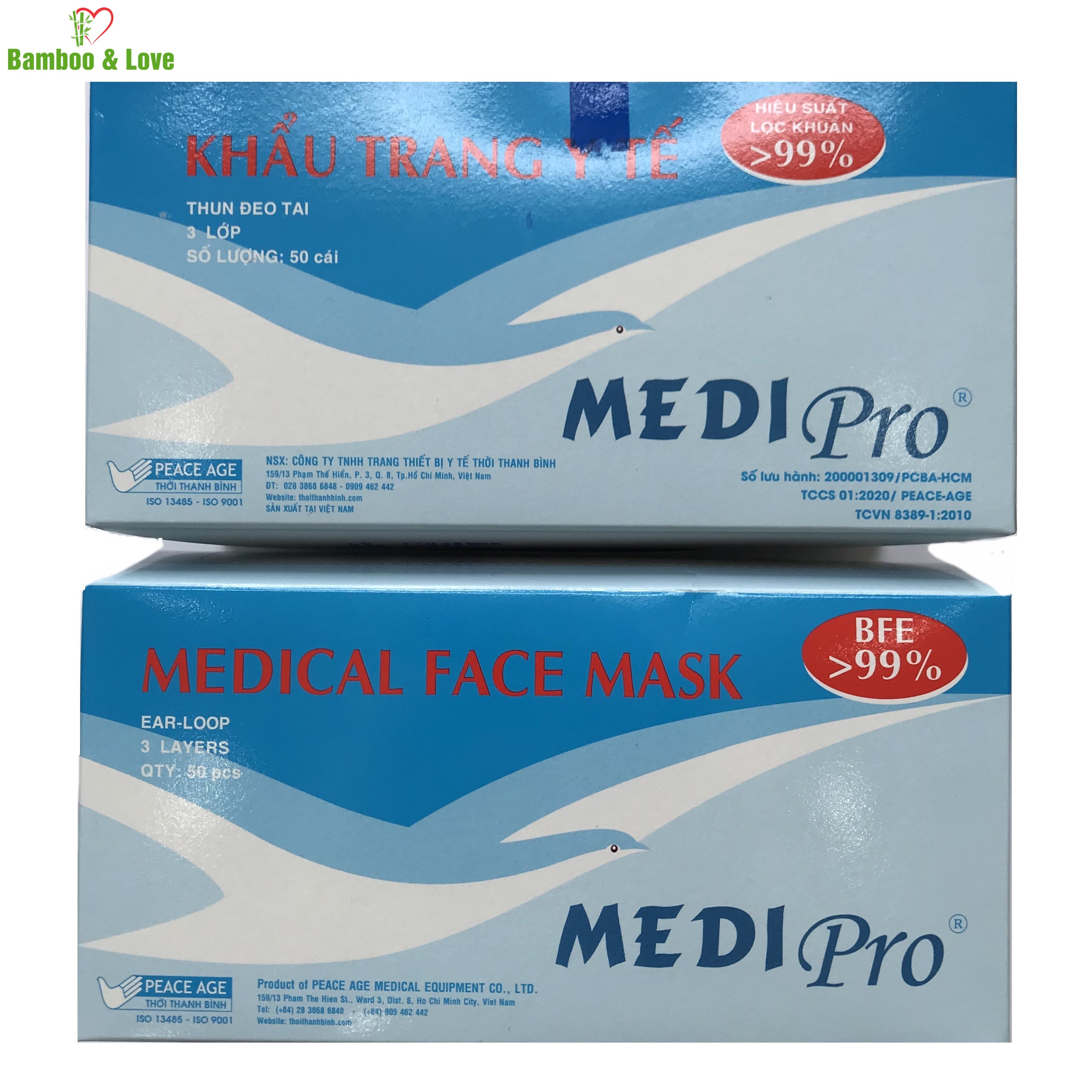 Khẩu trang y tế cao cấp Medi Pro 3 lớp - chính hãng cty Thời Thanh Bình