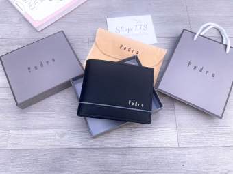 Ví / Bóp Nam Cao Cấp Da Sần Đen - Full Hộp