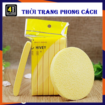 Gói 12 Thanh Bông Mút Bọt Biển Rửa Mặt Dạng Nén Chivey - Bông nở rửa mặt bọt biển Chivey 12 miếng, Bông rửa mặt bọt biển