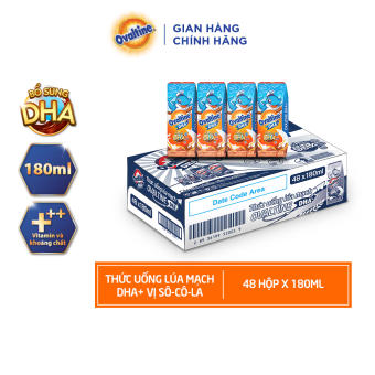 Thùng 48 hộp Thức uống lúa mạch hương vị sô-cô-la Ovaltine DHA+ (180ml x 48)