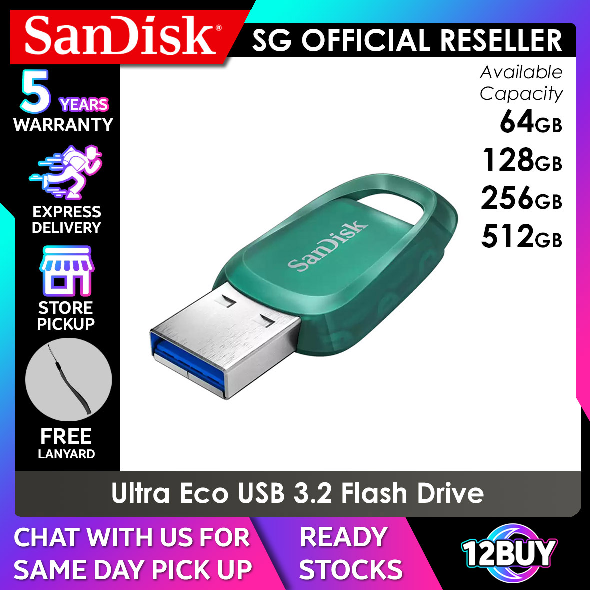 SanDisk Ultra Flair USB 3.0 Thumb Drive Flash Drive Pen Drive 150MB/s Read  Speed 60MB/s Write Speed 16GB 32GB 64GB 128GB 256GB 512GB CZ73 12BUY