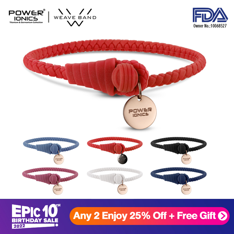 【FDA Registration】Power , Ionics Dây Dệt Mới Vòng Đeo Tay Thời Trang Thể Thao Ion Chống Thấm Nước Và Germanium Cho Nữ Chữ Miễn Phí Quà Tặng
