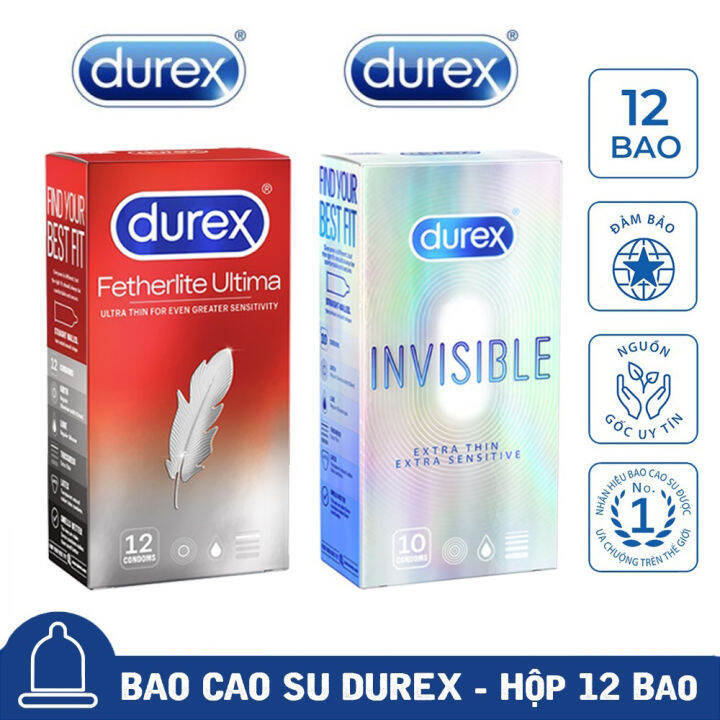 Bao cao su nam Durex Fetherlite Ultima siêu mỏng + Durex Invisible Extra Thin cực siêu mỏng CHE TÊN SẢN PHẨM