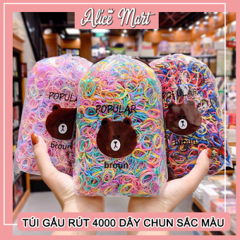 Túi gấu dây rút 4000 dây thun buộc tóc nhiều màu - Túi chun cột tóc 4000 dây