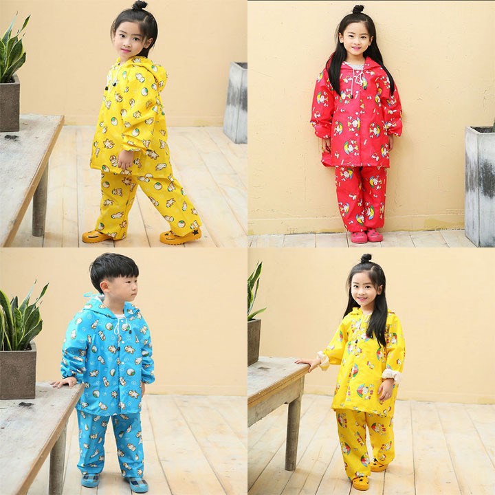 Áo Mưa Bộ Trẻ Em Vải Dù Nhiều Size Từ 3-10 Dành Cho Bé, Họa Tiết Hoạt Hình Dễ Thương