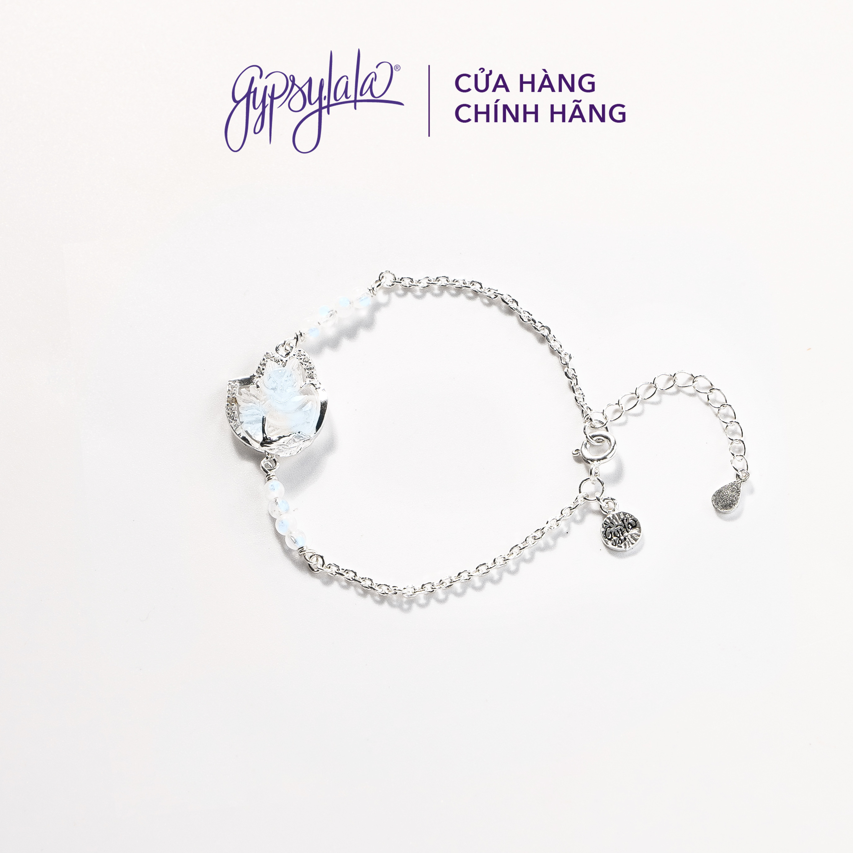 Lắc tay simple hồ ly đá ánh trăng thiên nhiên may mắn sp003998 gypsy.lala