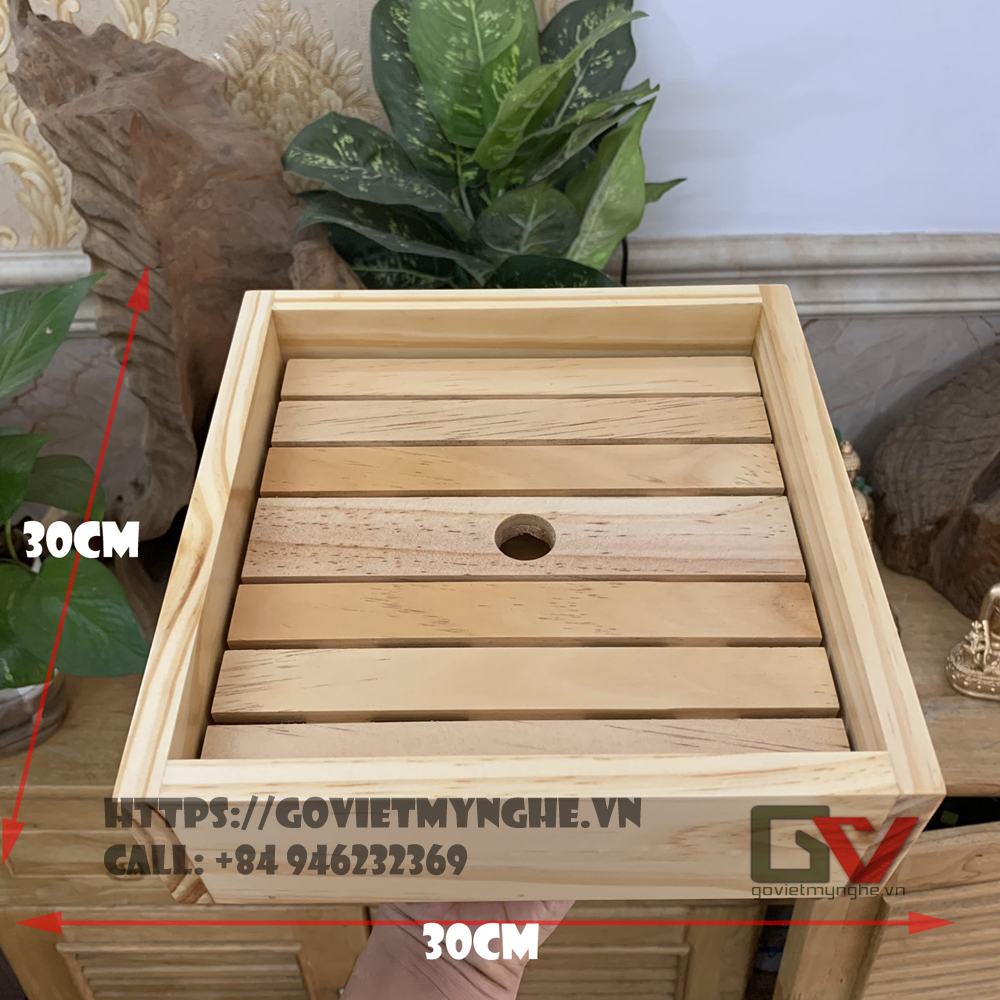 Khay gỗ vuông trang trí món ăn - Khay gỗ trang trí sushi sashimi cho nhà hàng Nhật - Gỗ Thông- Chuẩn xuất khẩu