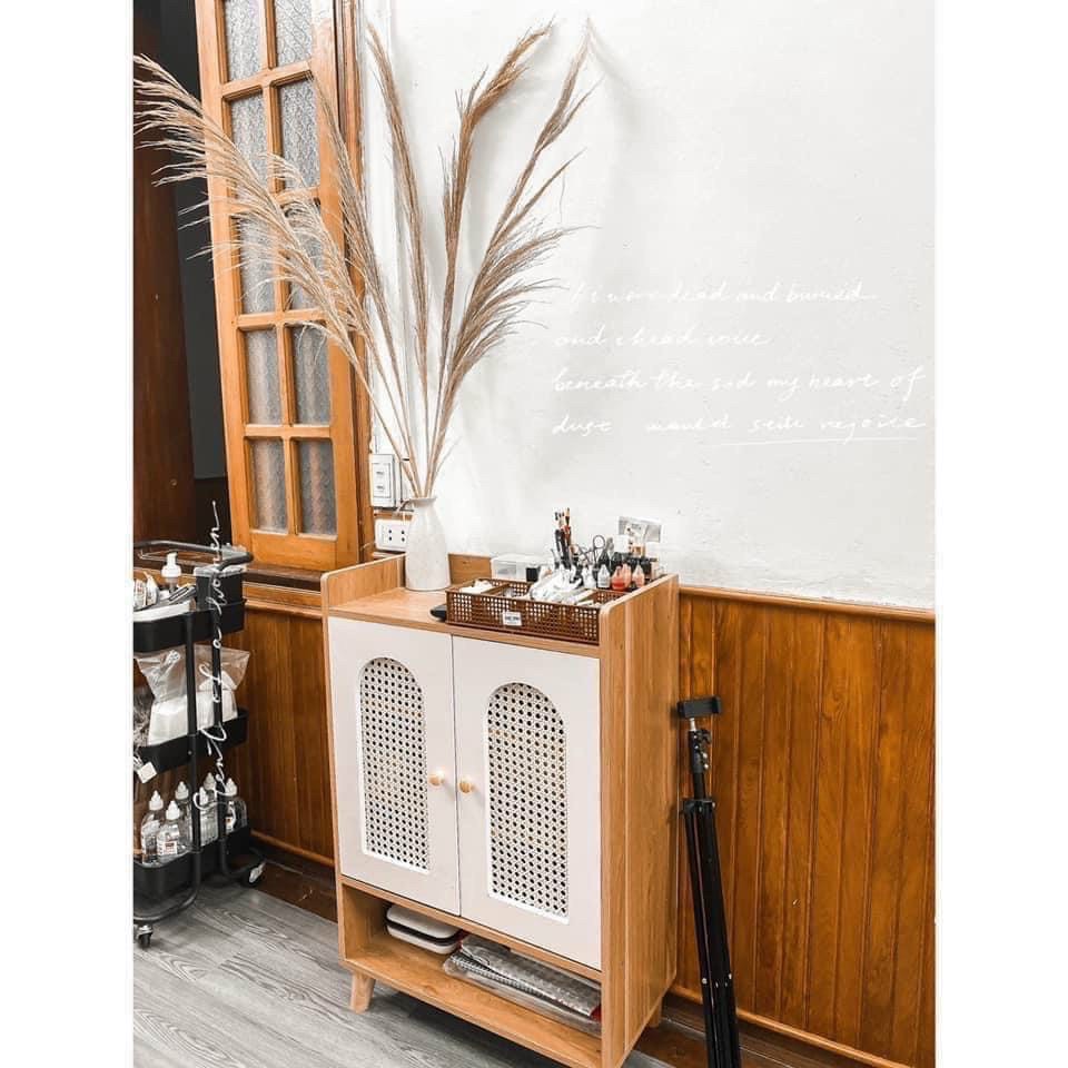 Tủ để giày gỗ cửa mây decor kệ đựng dép đa năng thiết kế có tủ thông minh tiện ich