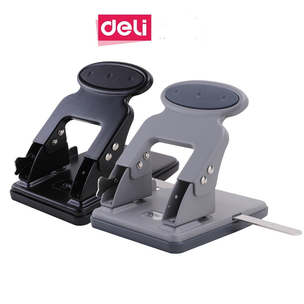 Máy đục lỗ kim loại 35 tờ deli, đen, xanh dương, ghi xám - 1 cái e0117