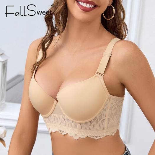 FallSweet Push Up Bras for Women Sexy Lace Back Lingerie Underwire